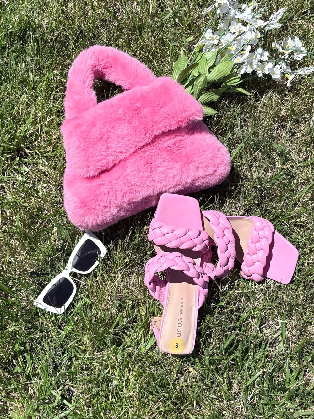 BCBGeneration Pink Braided Slide Heels - Picture 2 of 5